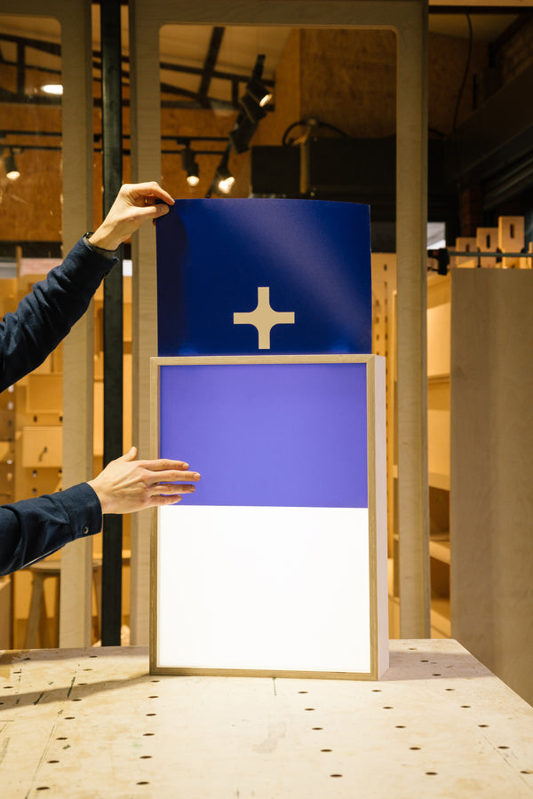 Birch plywood lightbox with LED illumination for retail display